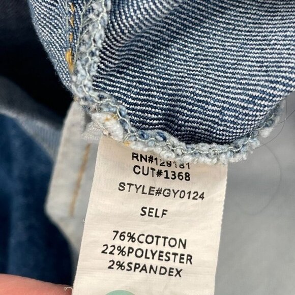 Mebon Machine Jeans Double Waist Jean Shorts High Waisted Stretch Blue Denim - Picture 8 of 8